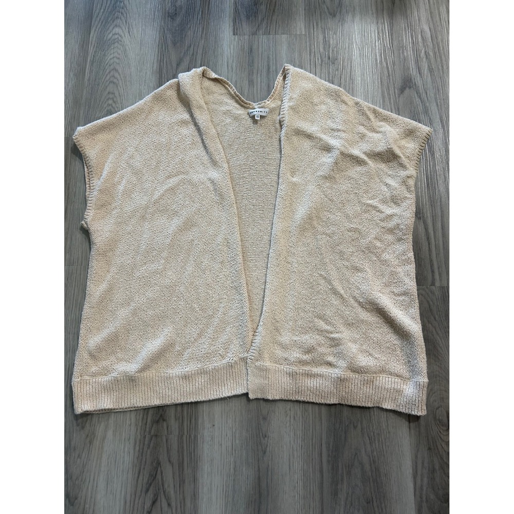 Community Womens Aritzia Open Front Cardigan Vest Cotton Blend S Beige Tan Solid